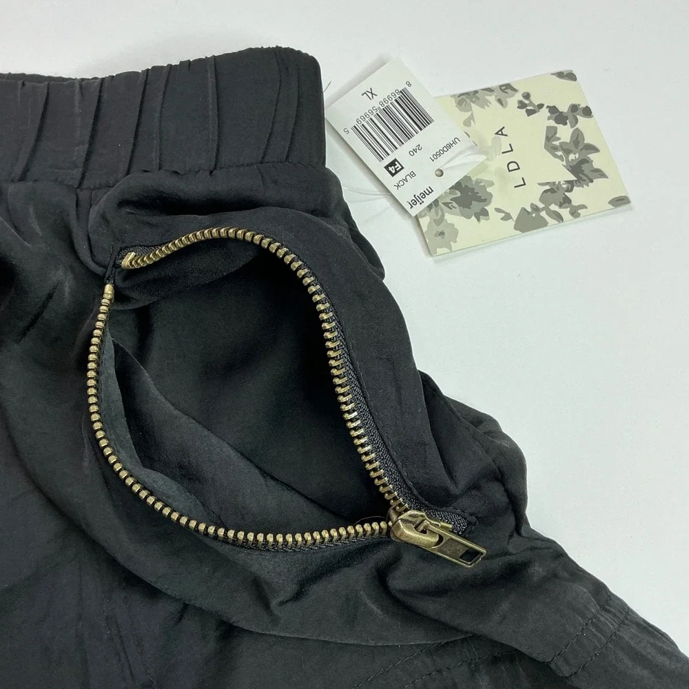 LDLA Black Zipper Pocket Shorts Womens XL Elastic Waist Casual UH6D0501